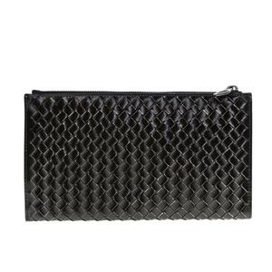 Bottega Veneta Intrecciato Clutch Wallet Pouch Black Leather New